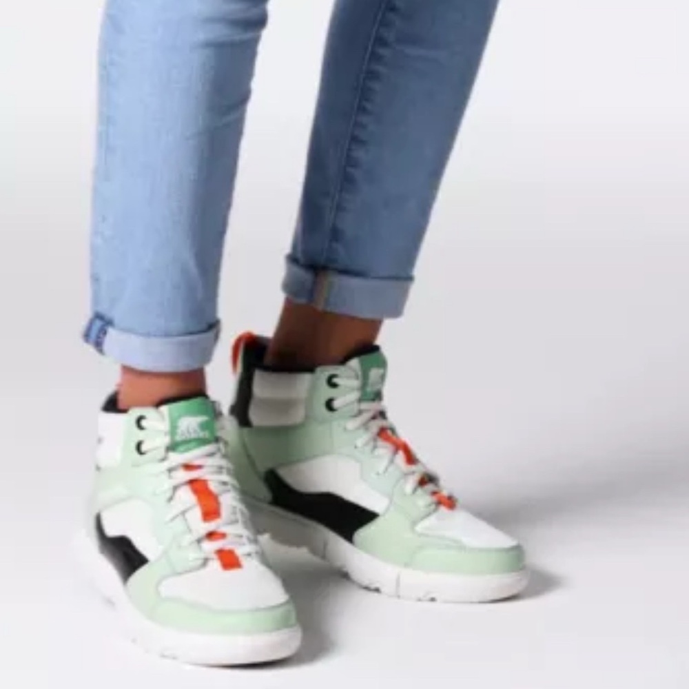 Sorel Explorer II Mint and Black High-Top Sneakers